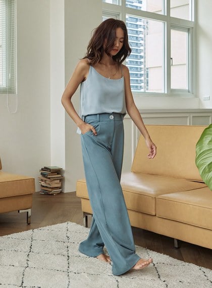 後鬆緊舒適休閒寬褲